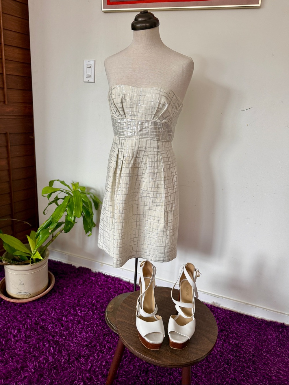 Metallic Strapless Mini Dress - Picture 3 of 13